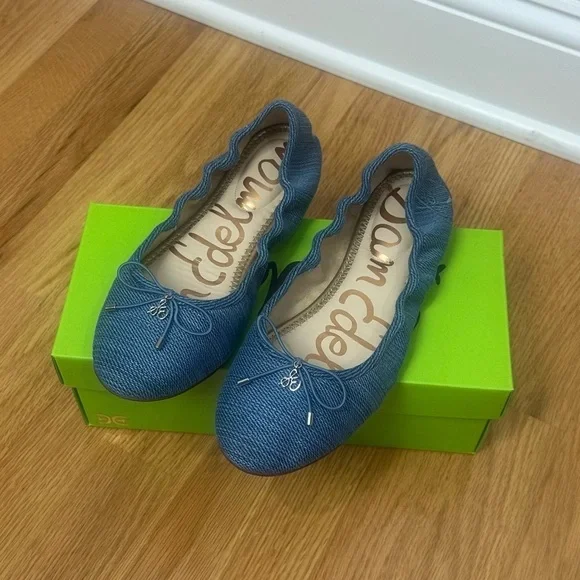 Sam Edelman Felicia Ballet Flat Shoes Blue Denim - Picture 3 of 7